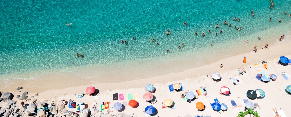 Beach in Tropea, Italy, with clear water