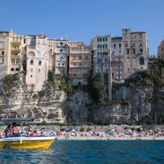 Houses on a cliff in Tropea, Italy